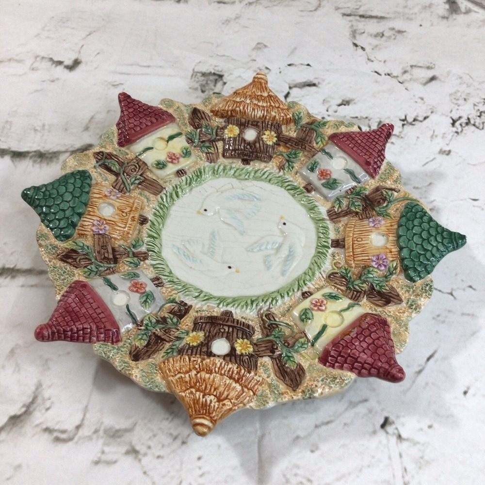 Decorative Bird House Plate Marked Y. H‎ 1997 Circular Pattern Vintage RARE